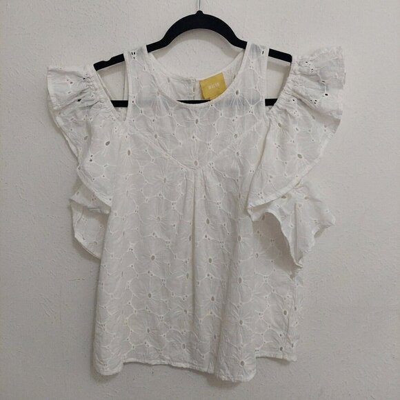 Maeve Women’s Lace Blouse Top White Off The Shoulder Ruffle Sleeve Tank Size S - Picture 1 of 9